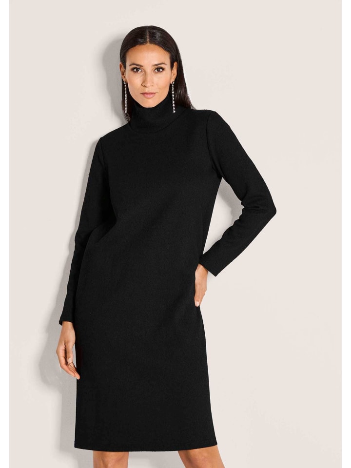 

MADELEINE Элегантное черное деловое платье со стоячим воротником