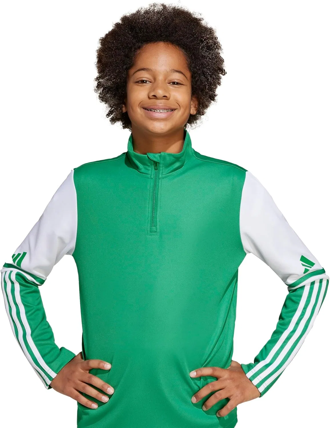 Детская тренировочная куртка adidas, цвет Team Green/White — фото 4