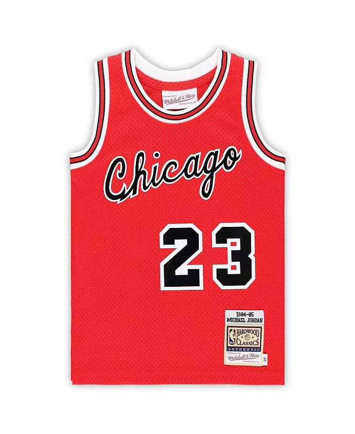Детская аутентичная баскетбольная майка Chicago Bulls 1984/85 Hardwood Classics Майкл Джордан в красном цвете Mitchell & Ness — фото 3