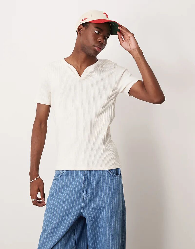 

Футболка ASOS DESIGN с кремовым фактурным рубчиком