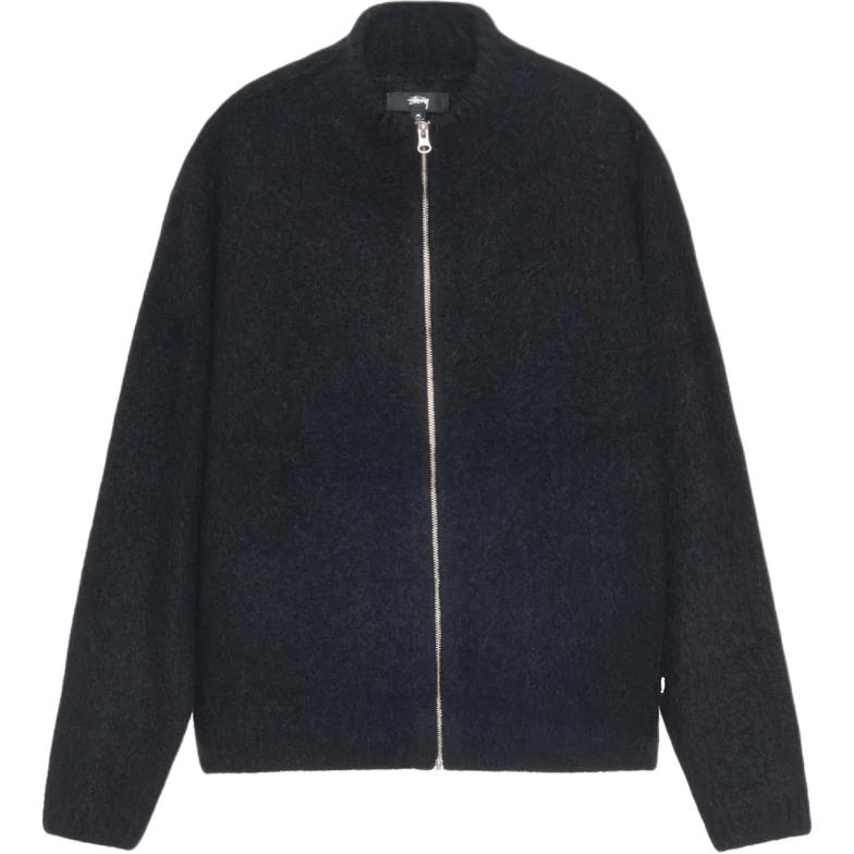 

Полная молния, мериносовая свитер с начесом Stussy, черный