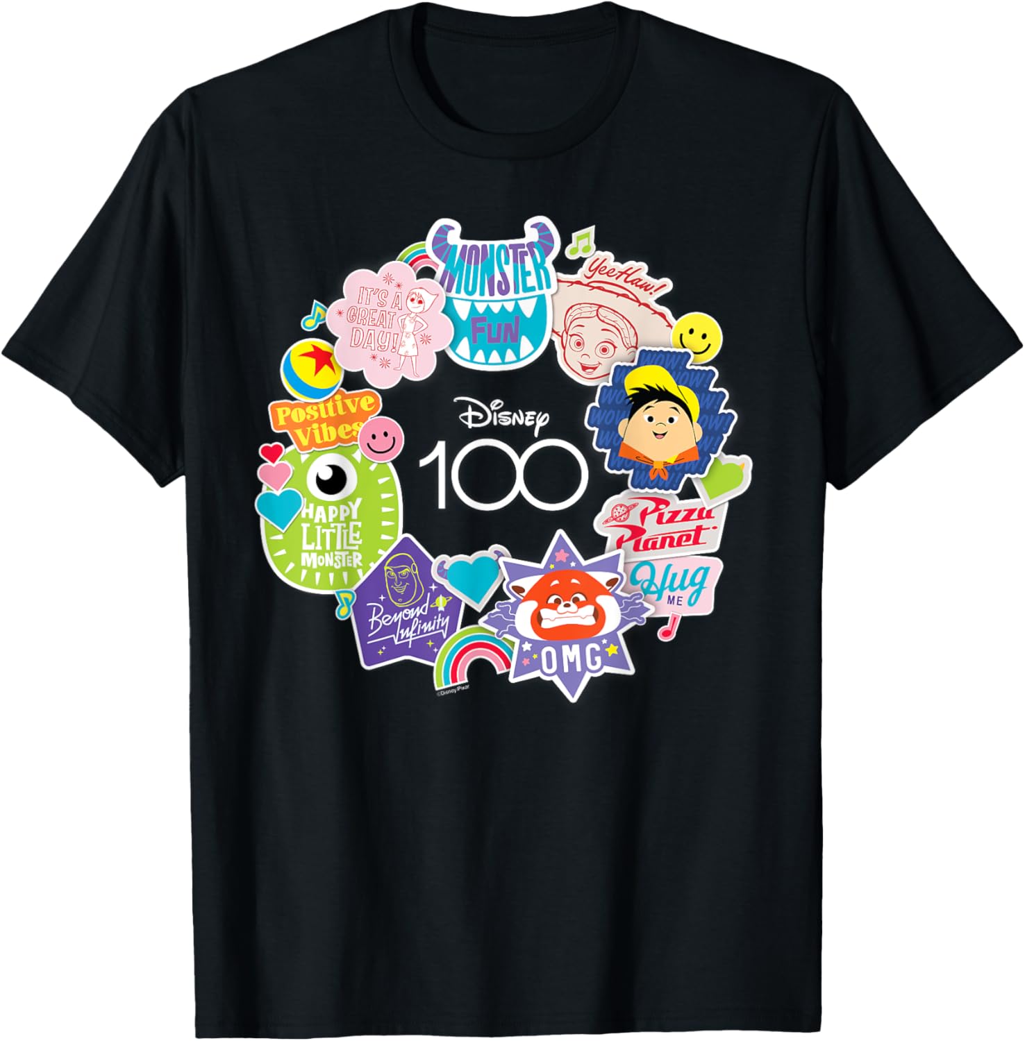 

Мужская футболка Disney 100 Disney 100 Pixar Happy Face Sticker Circle D100, черная