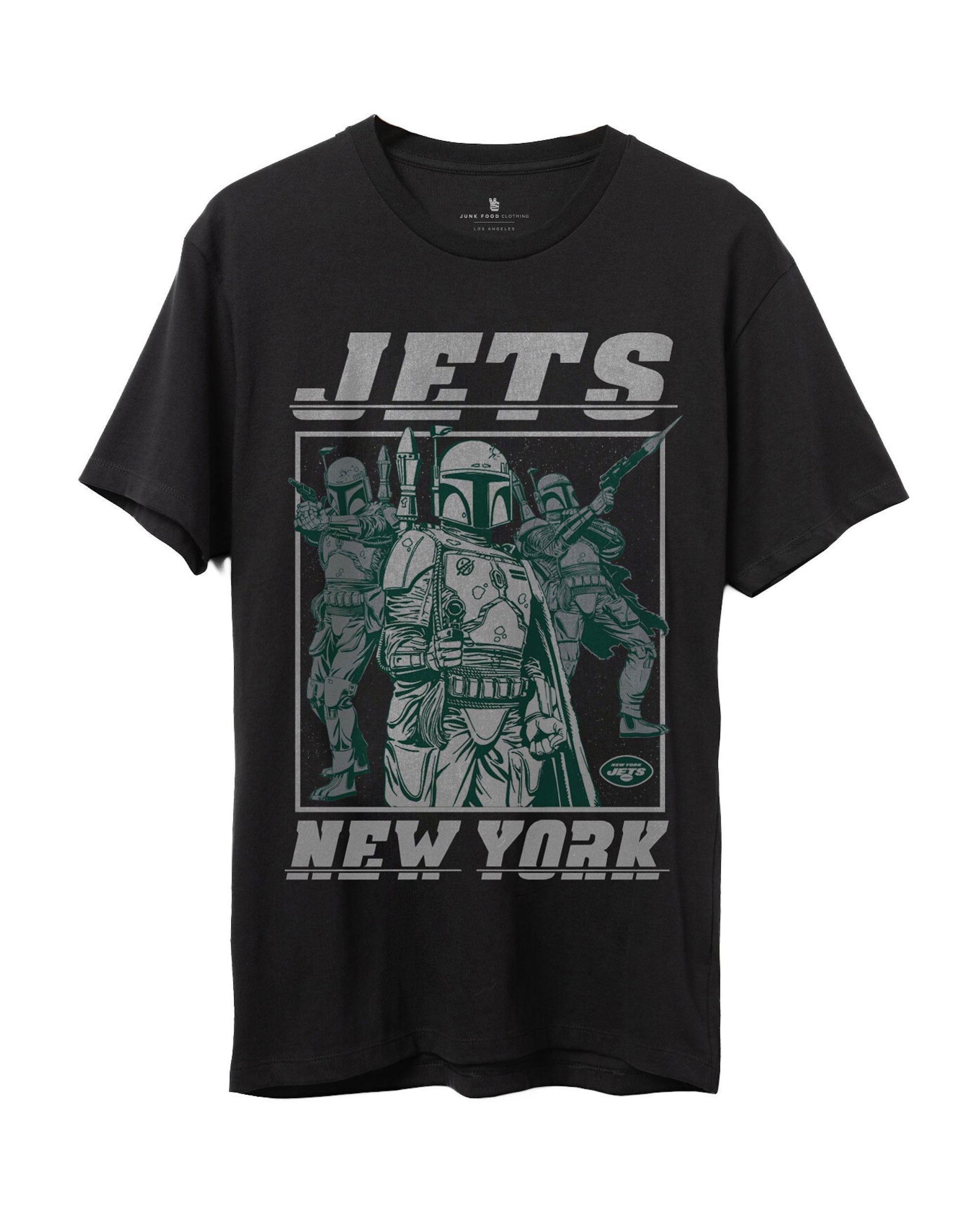 

Футболка фаната Jets Star Wars Boba Fett Showdown Junk Food Clothing, черный