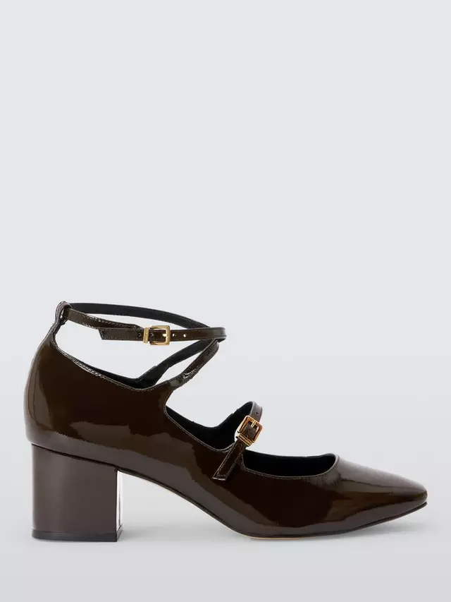 

Туфли-лодочки John Lewis John Lewia Adeline Leather Cross Strap Block Heel Dressy, цвет chocolate