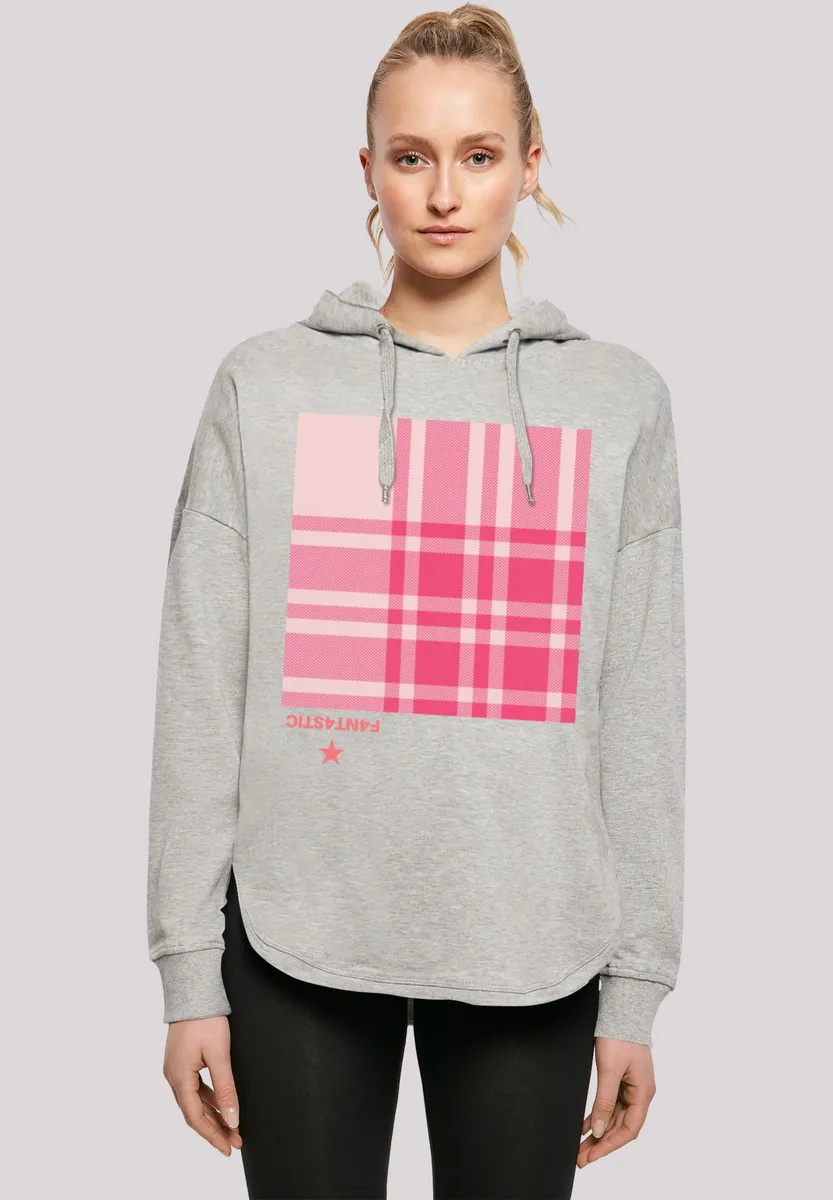 

Толстовка F4NT4STIC "Check Pink", принт, серый