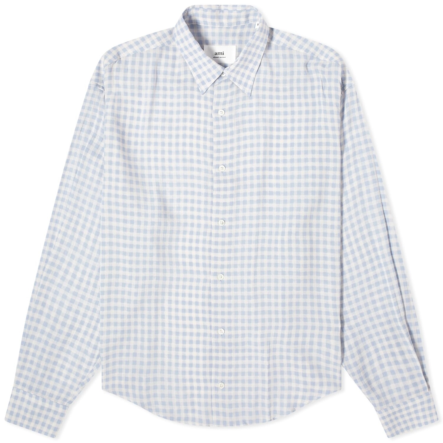 

Рубашка Ami Paris Boxy Fit Check Shirt, цвет Chalk & Cashmere Blue