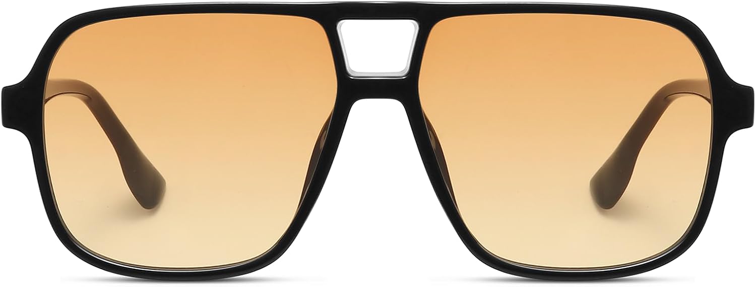 

Классические ретро-солнцезащитные очки-авиаторы для женщин и мужчин, большие, модные, квадратные, винтажные, с двойной перемычкой, модель FZN821 Fozono, Black/Gradient Orange