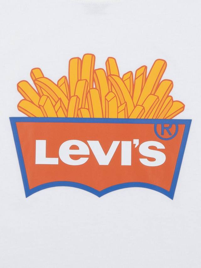 Детская футболка с принтом картошки фри из хлопковой смеси Levi's, Blanc De Blanc — фото 3
