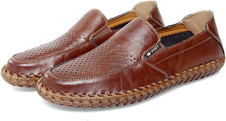 

Мужские повседневные кожаные сандалии AQIXIDX для прогулок на улице и вождения, с закрытым носком, дышащие, легкие сандалии, Browna