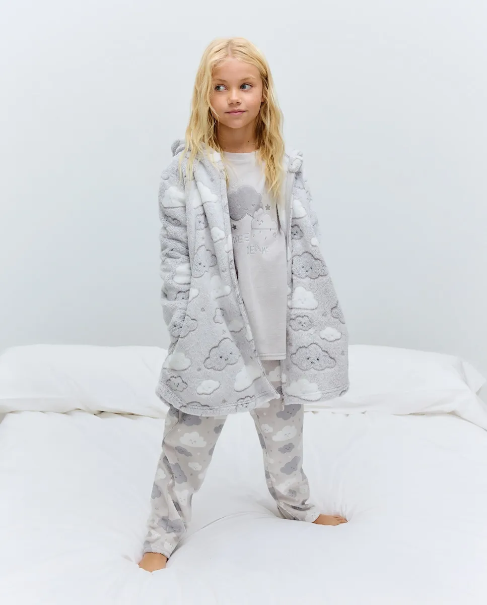 

Халат на молнии с фантазийным принтом для девочки Cotton Juice, черный