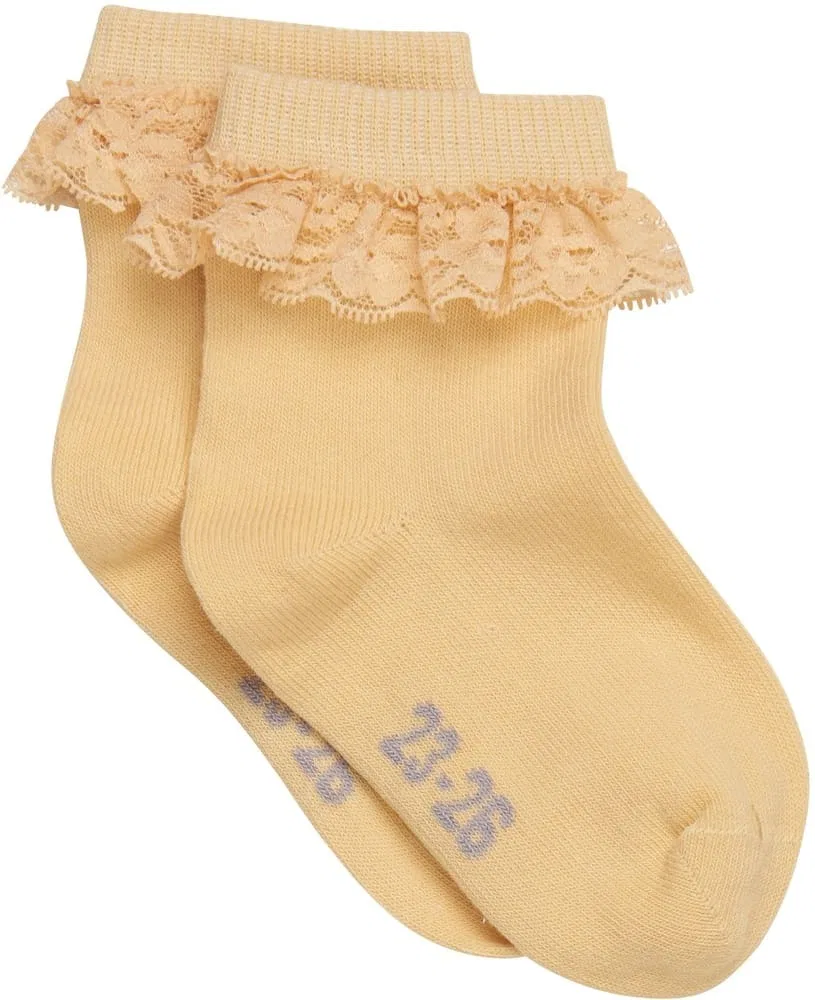 Носки детские Ankle с кружевом, Minymo, желтый