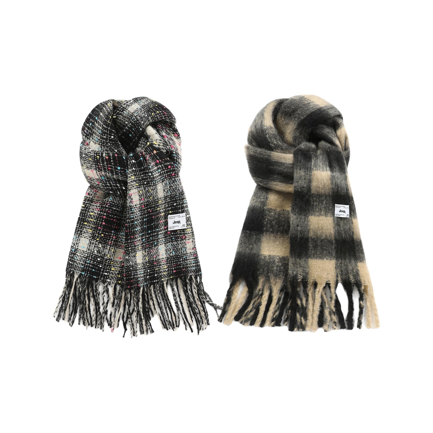 

Вязаный шарф из полиэстера, унисекс Jeep, черный белый cs006+черный cs080