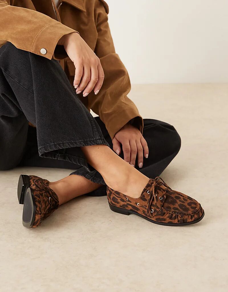 Туфли-лодочки ASOS DESIGN Muse на шнуровке из замши с леопардовым принтом