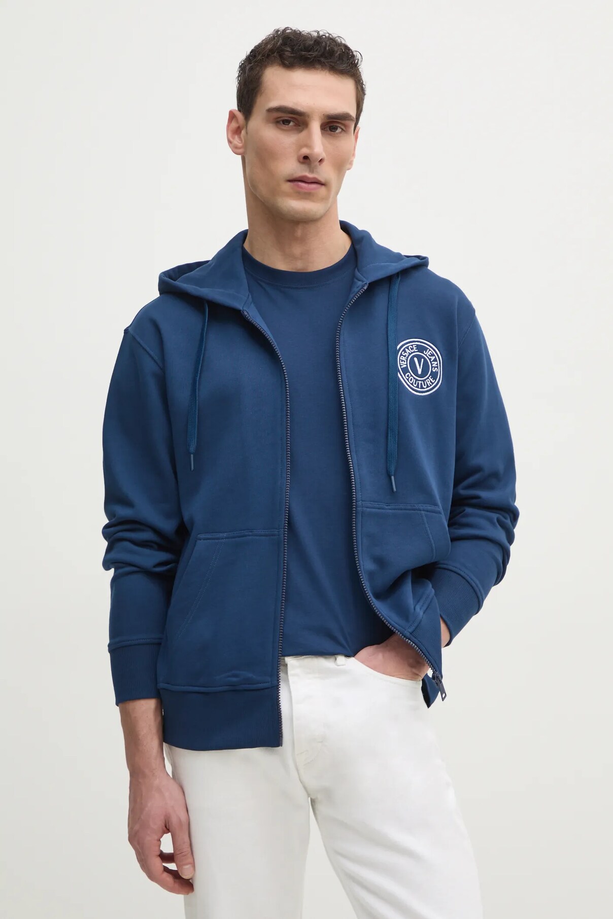 

Хлопковая толстовка Versace Jeans Couture, темно-синий