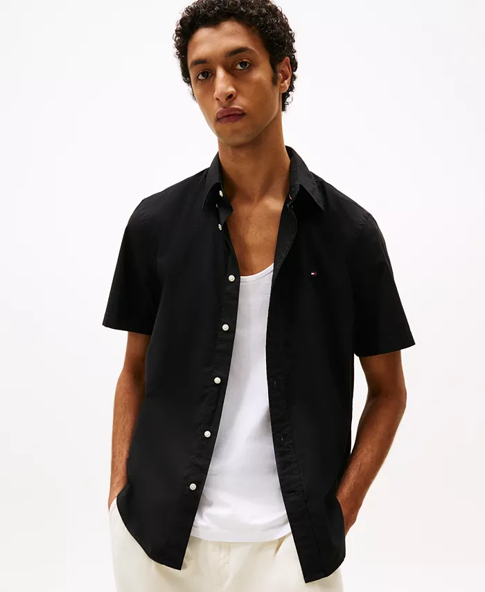 

Мужская рубашка с коротким рукавом Flex Poplin Regular Fit Tommy Hilfiger, синий