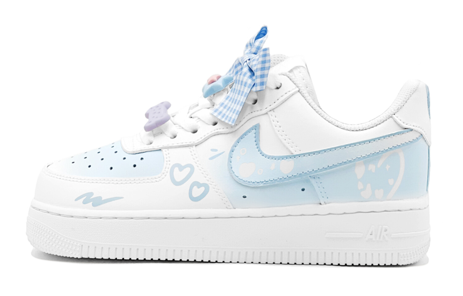Кроссовки Nike Air Force 1 Skateboard Shoes Women's Low-Top White Blue, белый/синий — фото 2