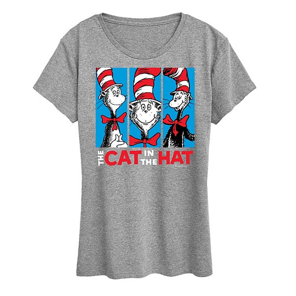

Женская футболка с принтом "Кот в шляпе" Dr. Seuss, Heather Gray