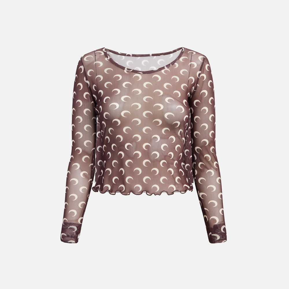 

Рубашка Marine Serre Recycled Mesh Flock Crop Top, коричневый