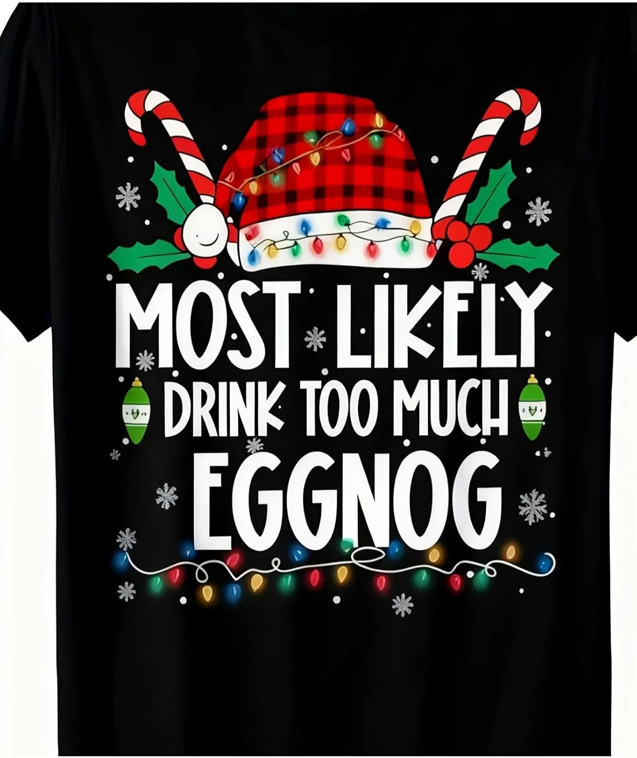 

Футболка мужская Funny Christmas Most Likely to Drink to Much Eggnog, 100% Cotton Soft, 220g
