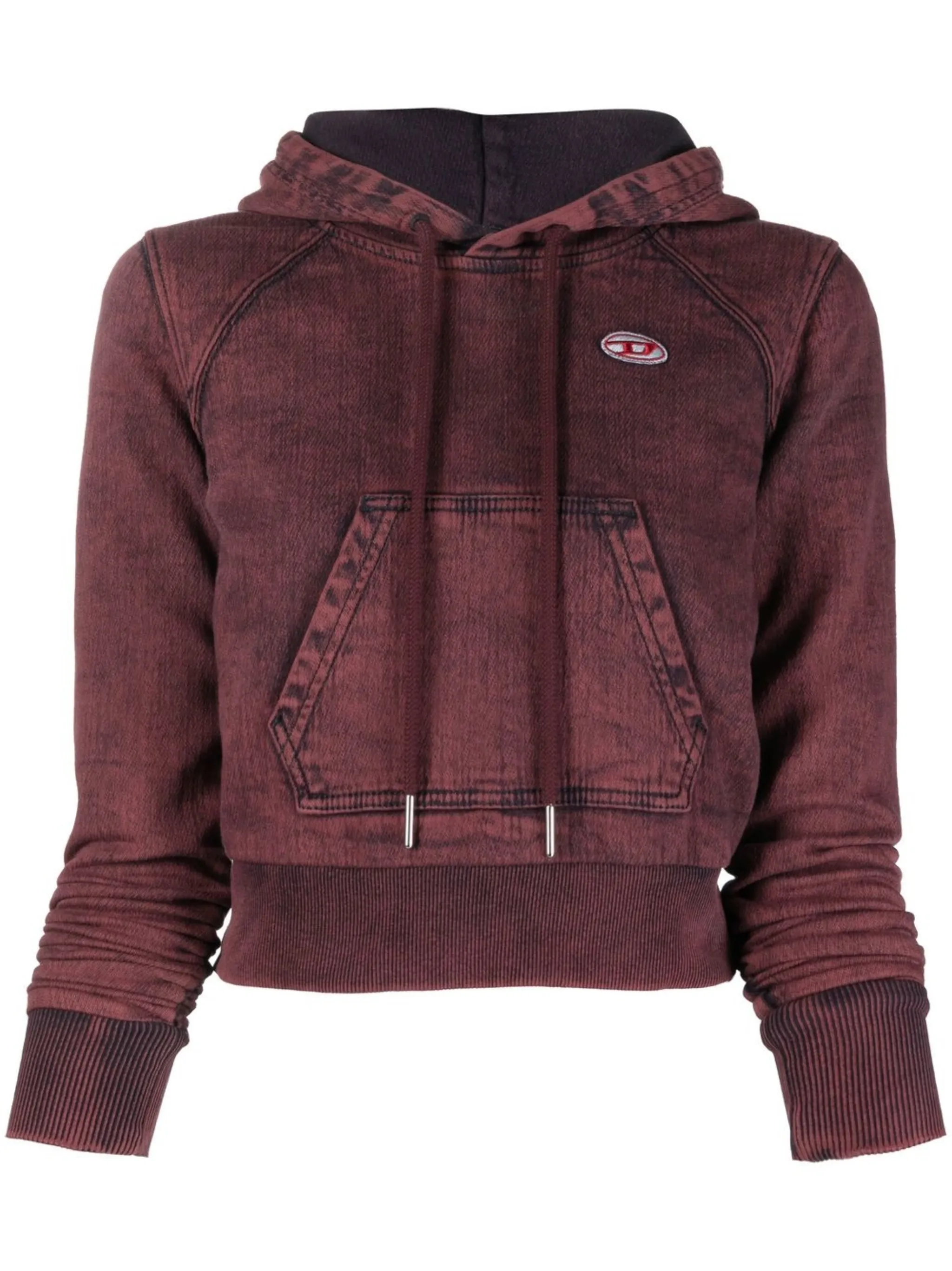 

Укороченное джинсовое худи Diesel, красный