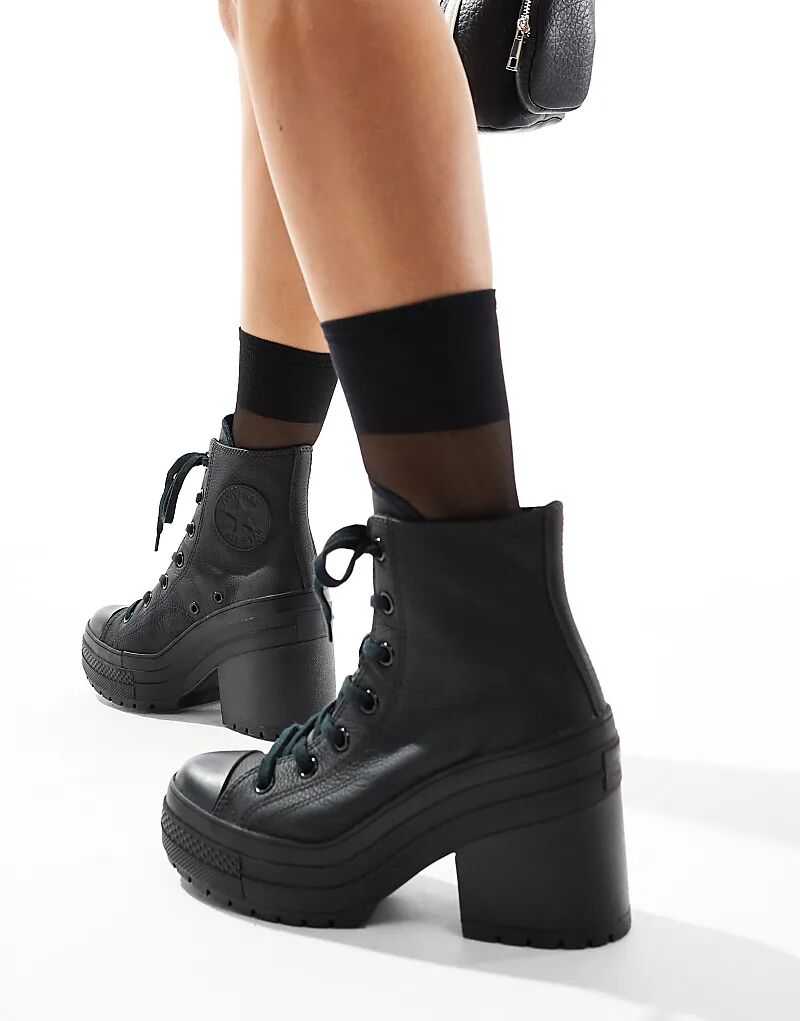 Туфли Chuck 70 De Luxe Hi Heel из черной кожи Converse — фото 3