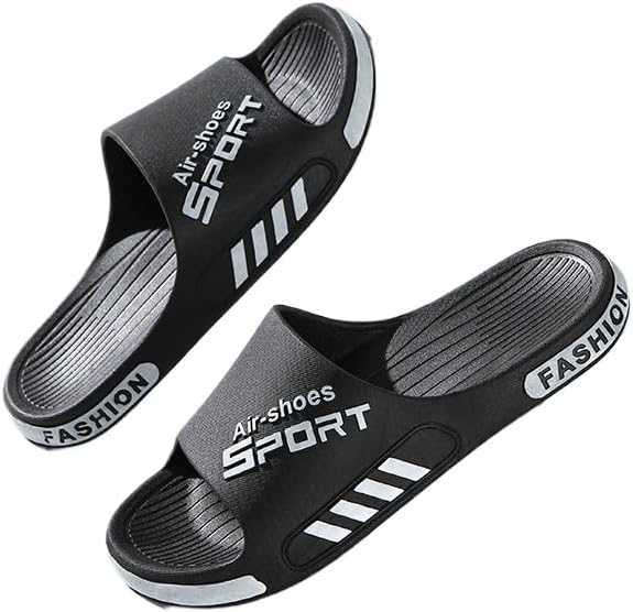 

Стильные и удобные всесезонные шлепанцы с быстрой сушкой: противоскользящие, легко чистящиеся ПВХ тапочки для дома и улицы Fmshi, черный