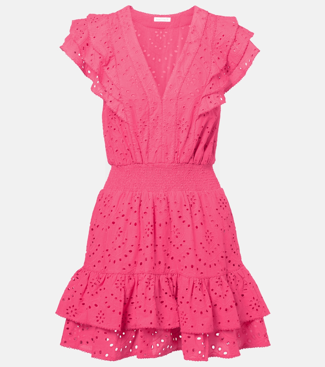 

Камила плиссированное хлопковое мини-платье Poupette St Barth, Shocking Pink Plain