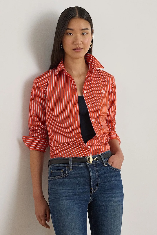 

Хлопковая рубашка Lauren Ralph Lauren, оранжевый
