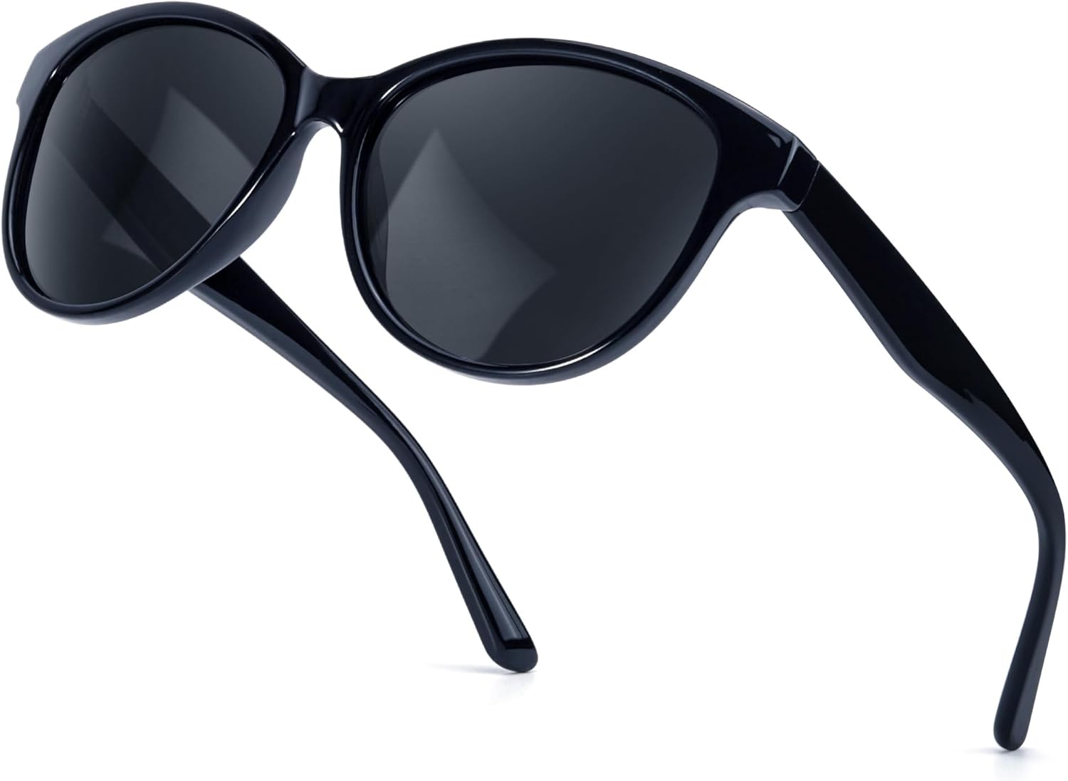 

Винтажные круглые поляризованные солнцезащитные очки SIPHEW для женщин, модные ретро-очки с защитой от УФ-излучения, для активного отдыха, средней посадки, A2-black Frame Grey Lens