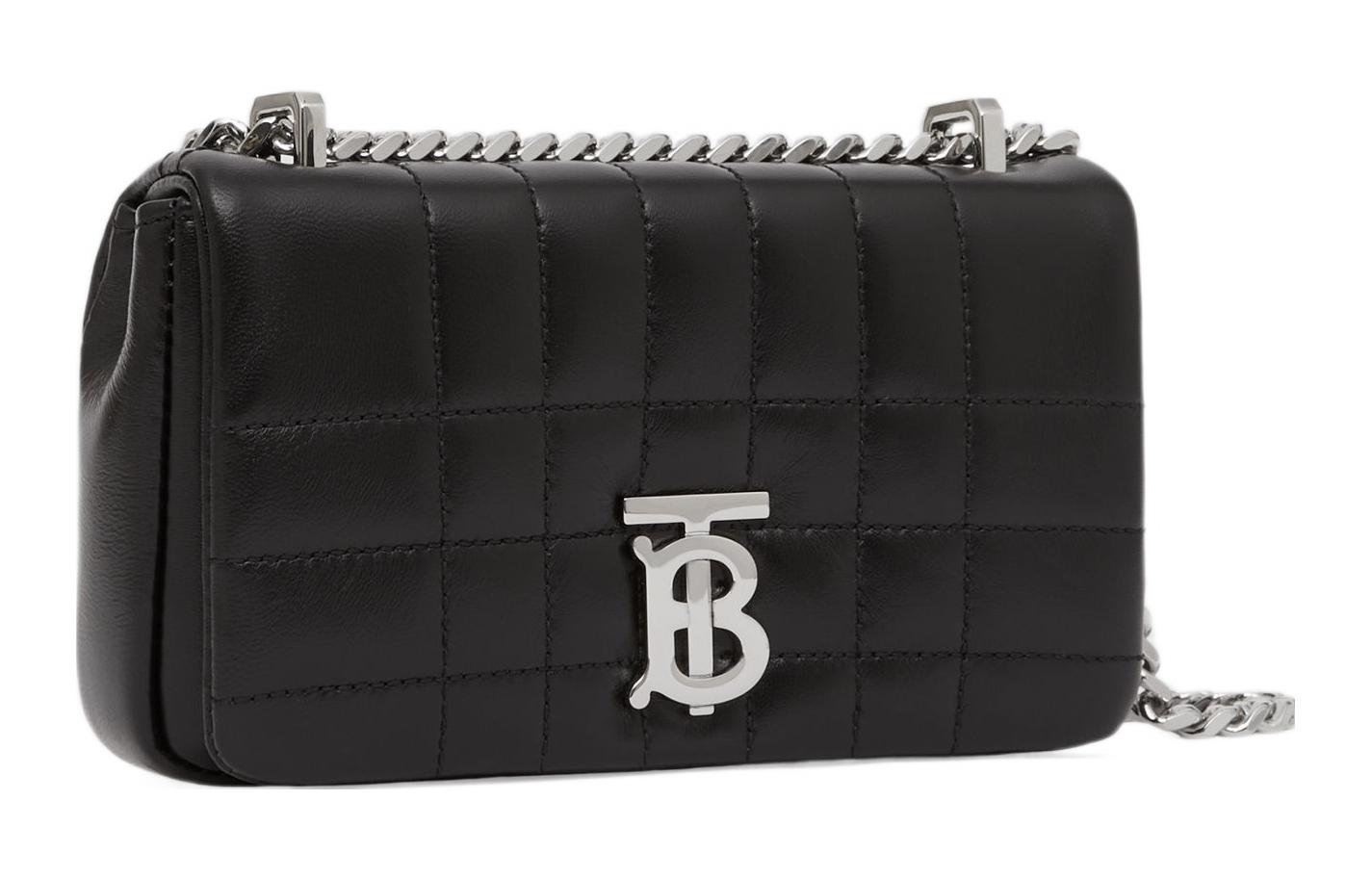 Мини-сумка кроссбоди Burberry Lola из стеганой кожи черного цвета с серебристой фурнитурой — фото 3