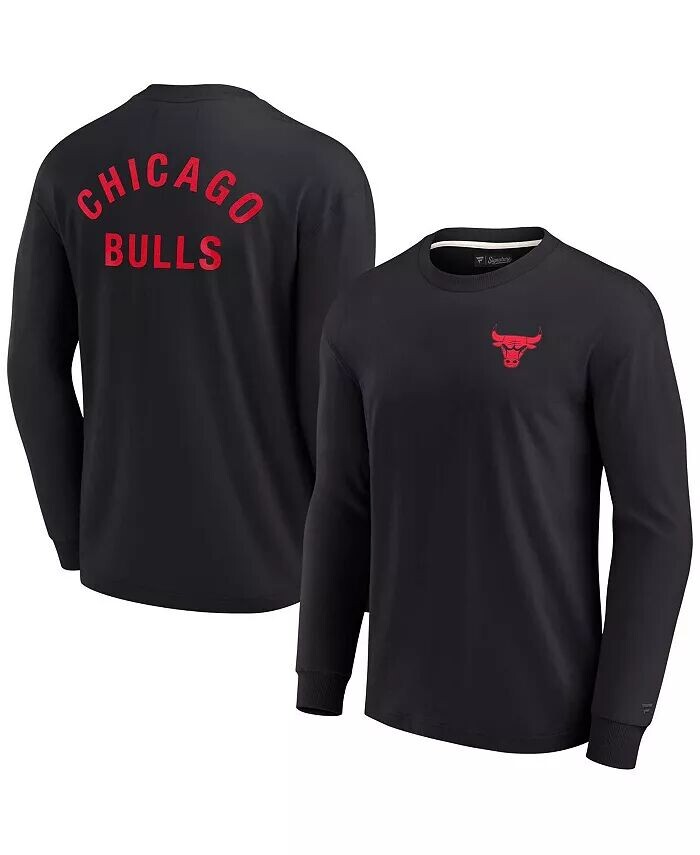 

Мужская и женская черная футболка Chicago Bulls с длинным рукавом, супермягкая Fanatics Signature