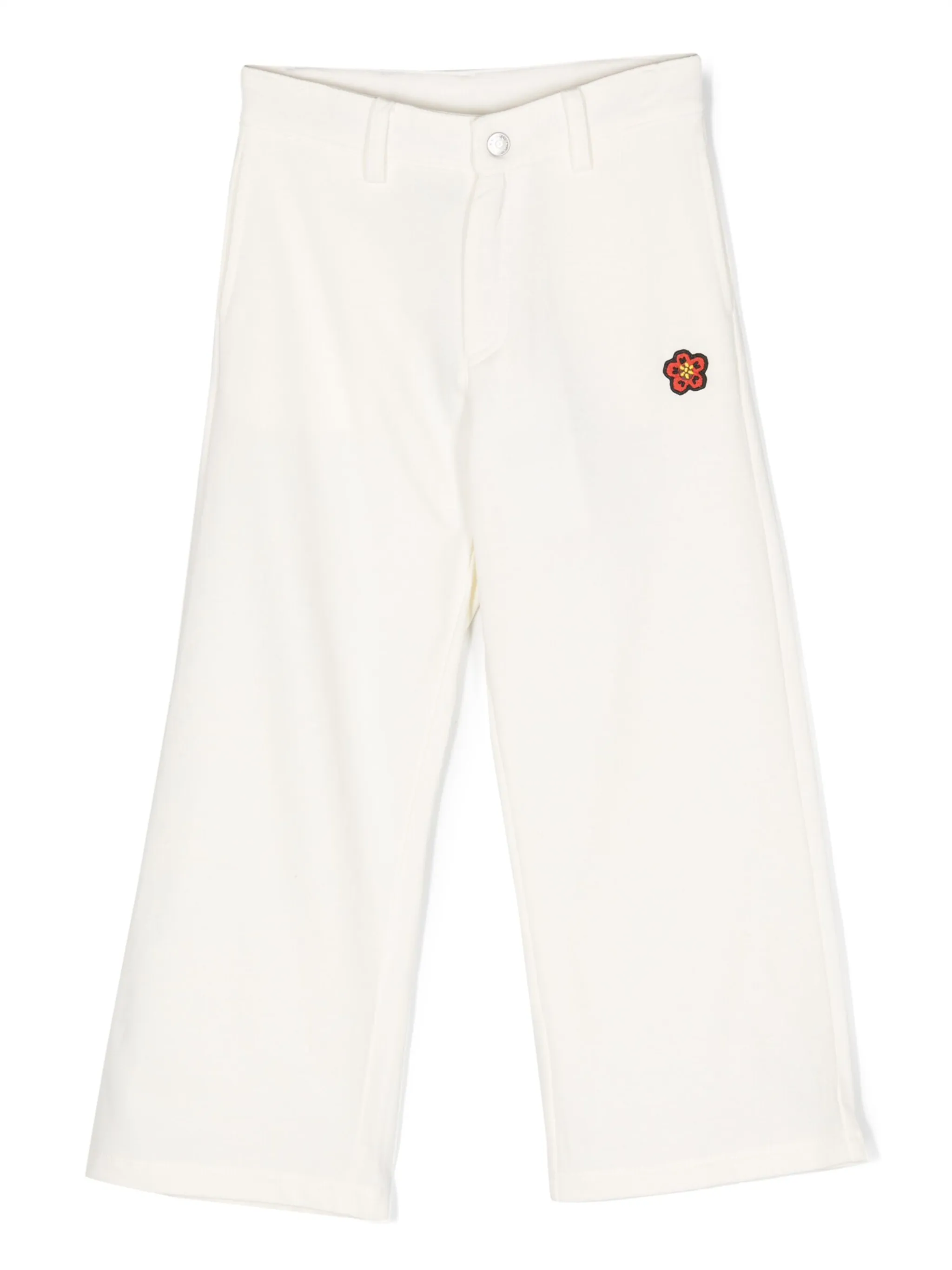 

Прямые брюки с нашивкой-логотипом Kenzo Kids, белый