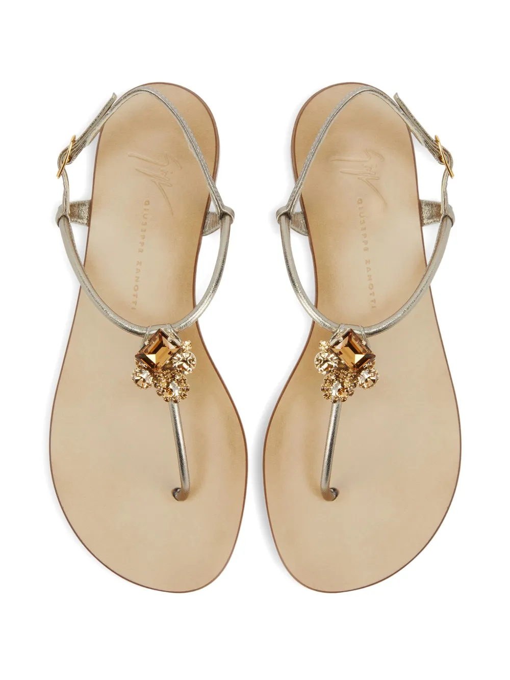 Сандалии из кожи Efrata, украшенные кристаллами Giuseppe Zanotti, серебряный — фото 3