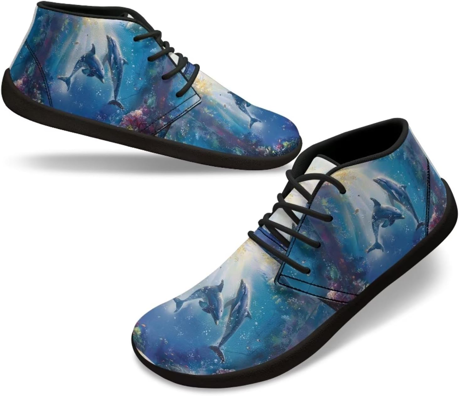 

Мужские прогулочные кроссовки UNICEU Минималистичные босоножки из кожи с нулевым перепадом, широкий носок, дышащие кроссовки для спортсменов, Dolphin Sea Animal