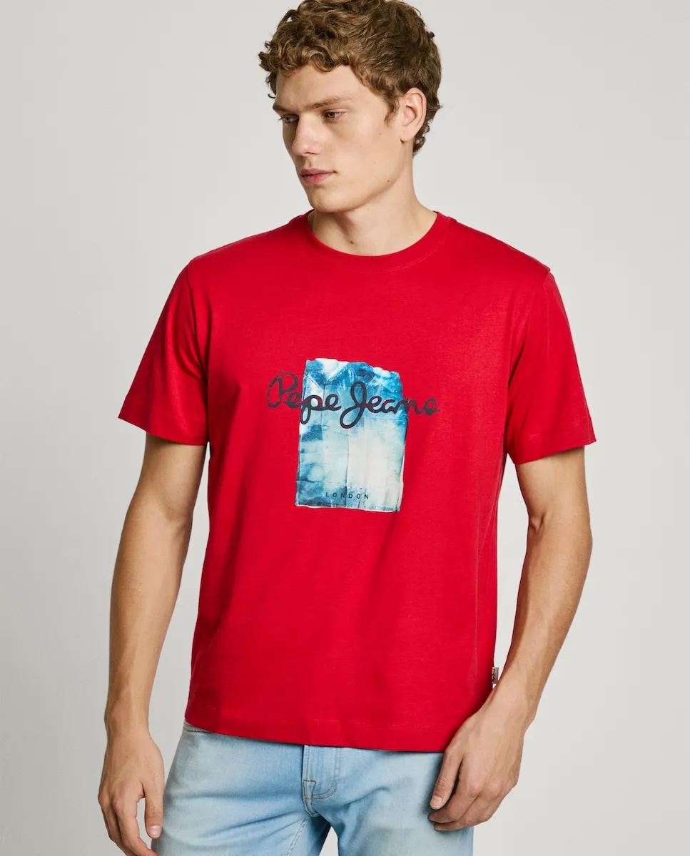 

Мужская футболка с коротким рукавом и принтом Pepe Jeans, красный