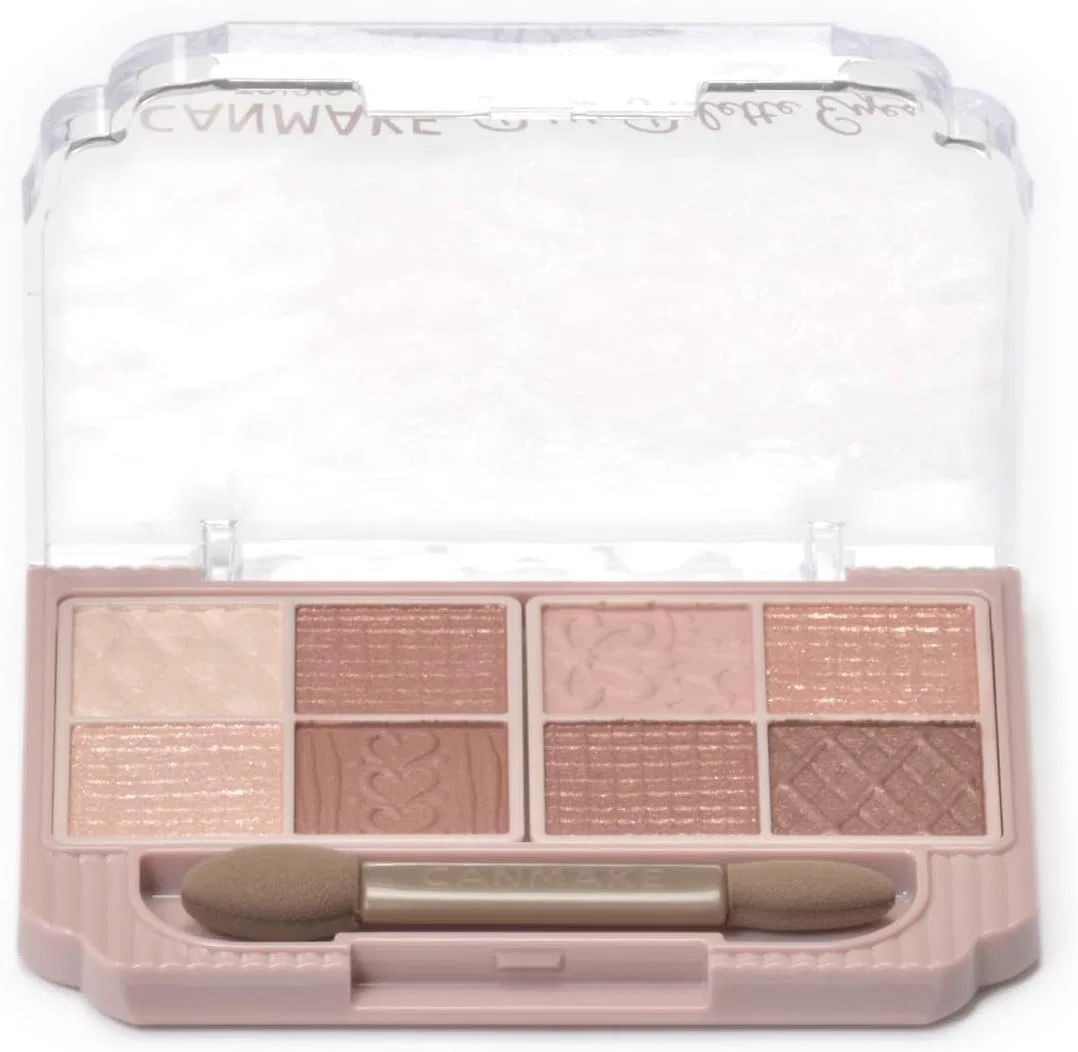 Набор теней для век Canmake Petit Palette Eyes 04 Amando Brulee + 03 Mignonne Ribbon, 2 г, розовый — фото 3