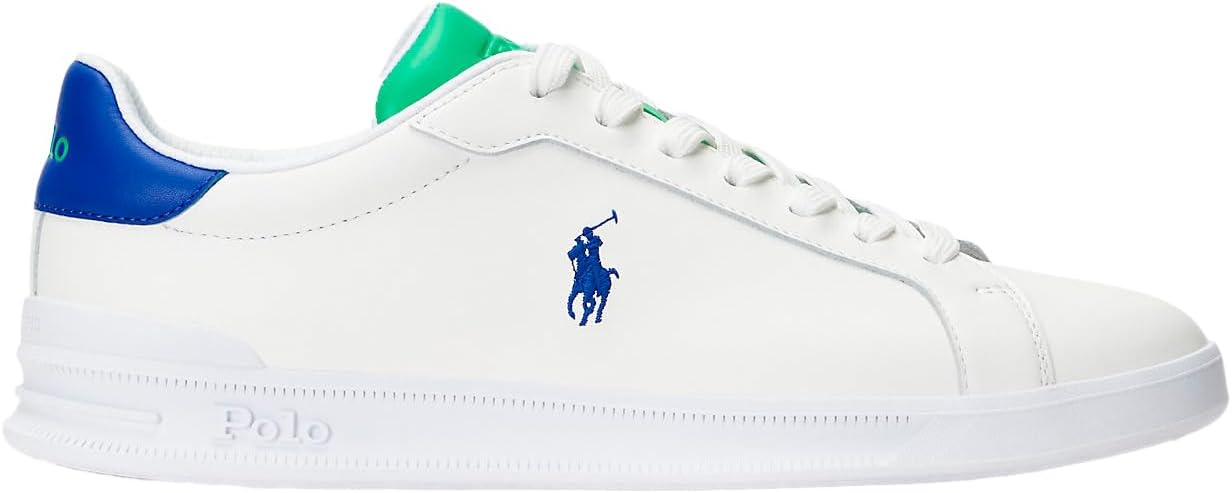 POLO RALPH LAUREN мужские кожаные кроссовки Heritage Court II, White/Green/Royal — фото 4