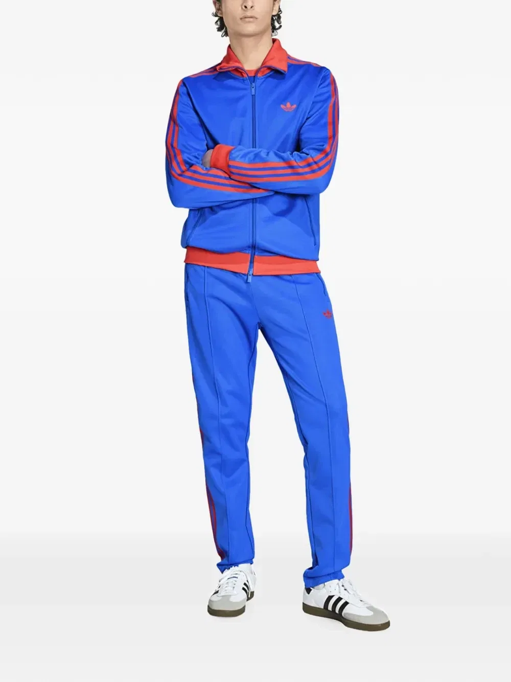 Толстовка в полоску с вышитым логотипом Adidas, синий — фото 2