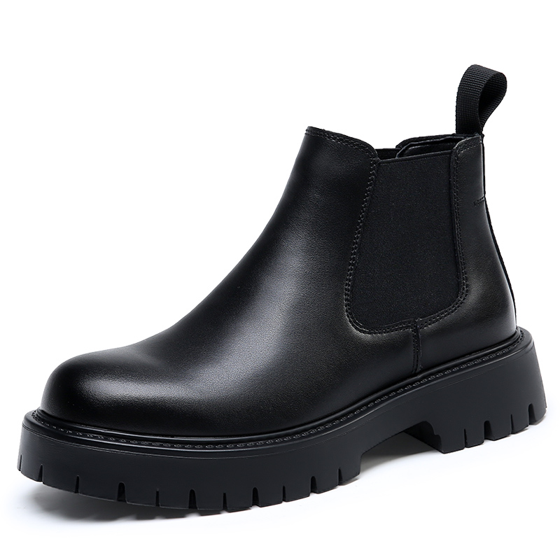KACHILANG Мужские короткие челси ботинки черные утепленные, цвет Black Insulated Shoes — фото 3