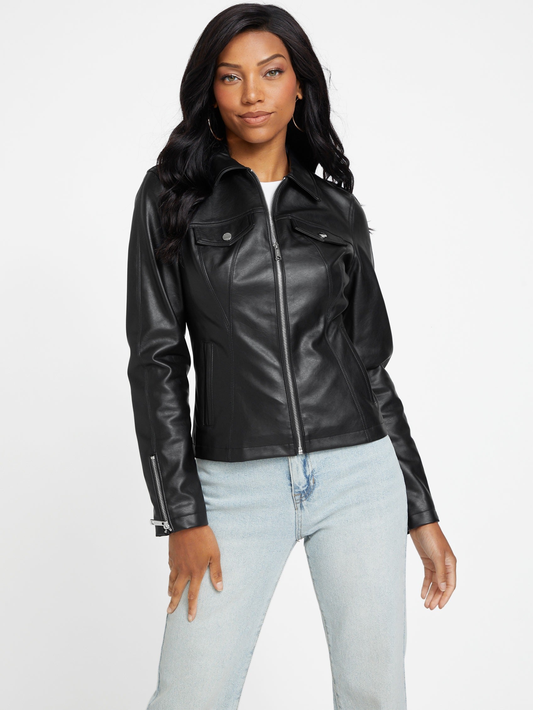 

Куртка из искусственной кожи Jayna Guess Factory, черный