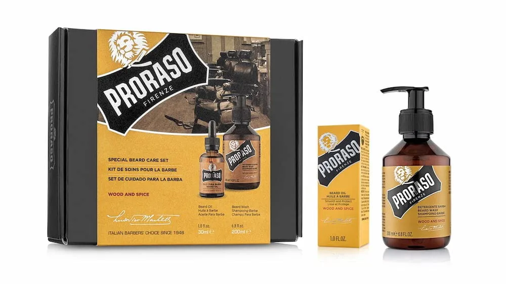 Набор для ухода за бородой Proraso Wood and Spice Duo Kit - шампунь и масло для бороды с теплым древесным ароматом для длинных или густых бород - Премиальный итальянский подарочный набор для мужчин