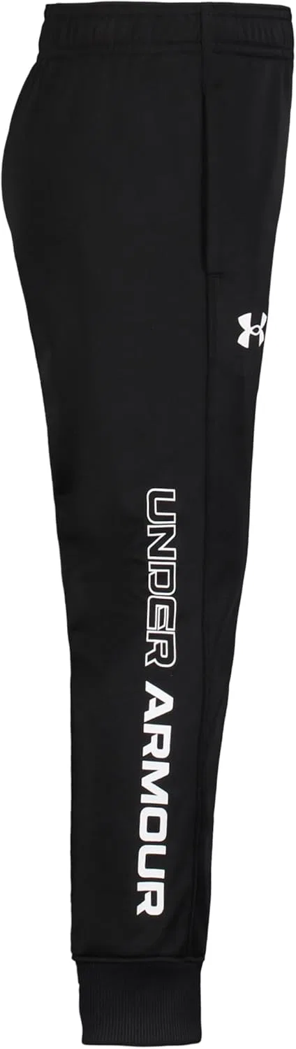 Детские спортивные штаны Under Armour Brawler Warm-up, быстросохнущие и влагоотводящие, свободного кроя, White/Black Jog — фото 2