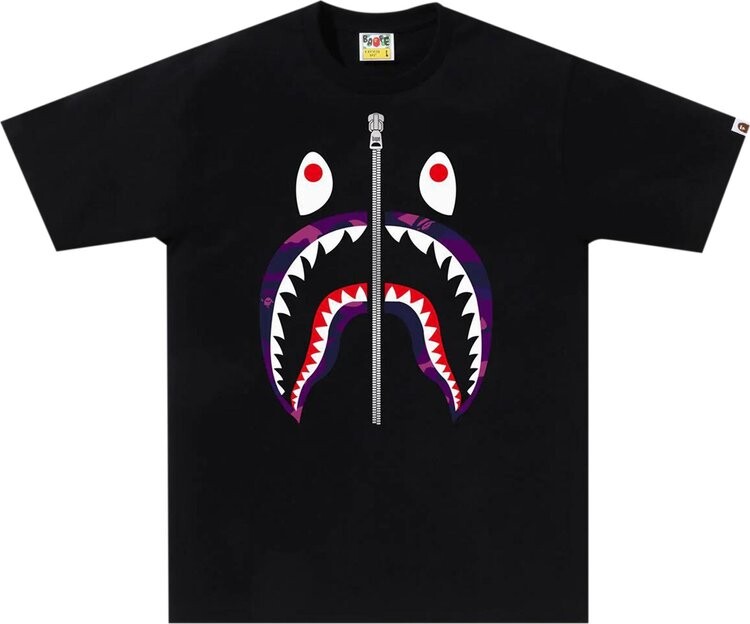 

Футболка BAPE Color Camo Shark 'Black/Purple', черный