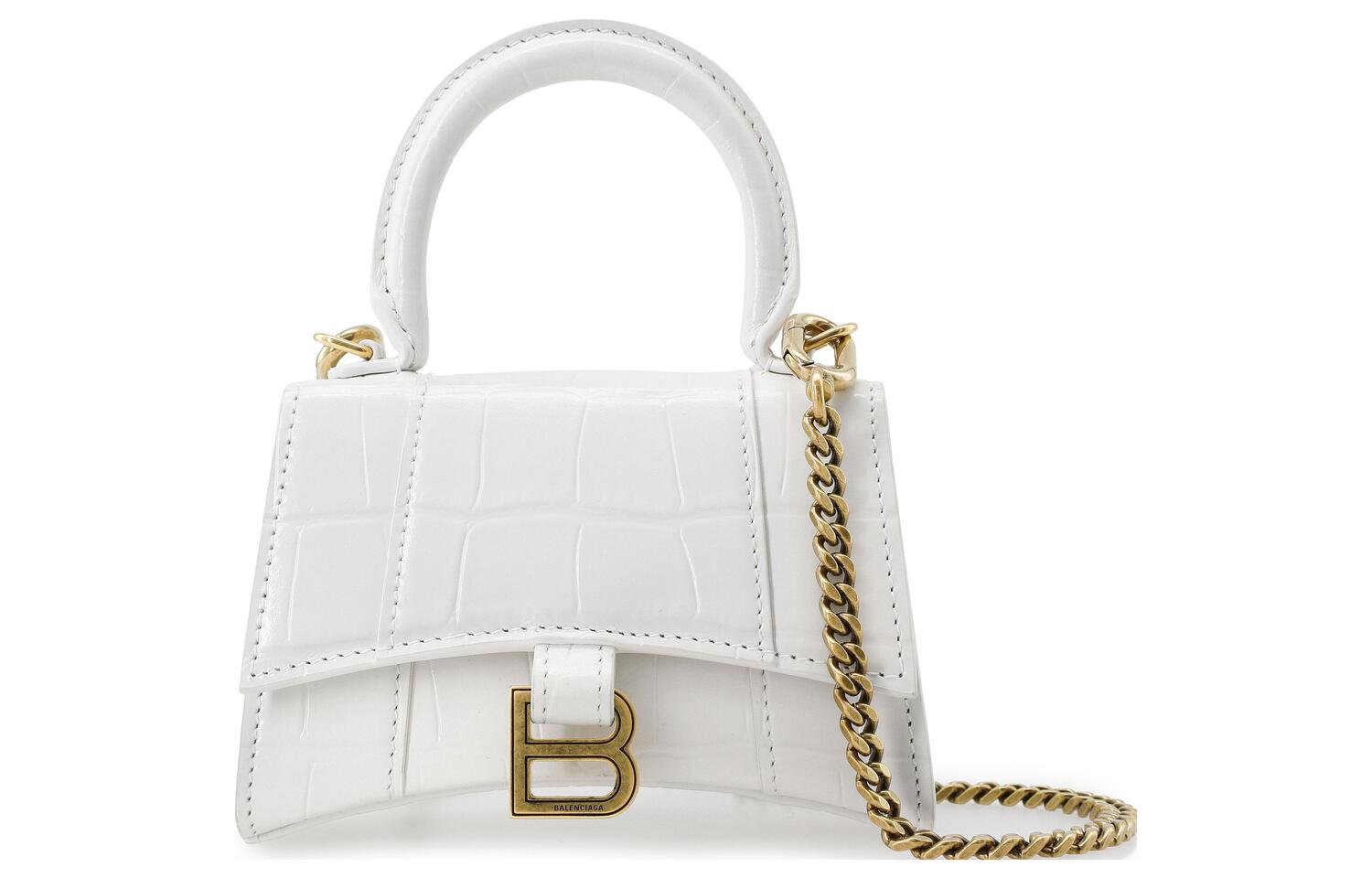 

Balenciaga Часовая сумка из коровьей кожи, сумка через плечо, кроссбоди, мини-сумка для женщин белая