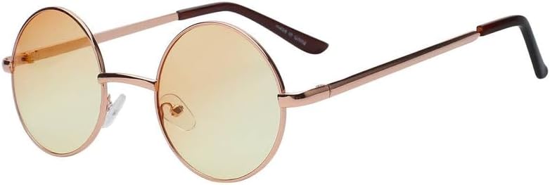 

Круглые солнцезащитные очки OWL в металлической оправе, в стиле хиппи, с защитой от УФ-излучения UV400, поликарбонатные линзы, очки Джона Леннона для мужчин и женщин, 2 Tone Orange-yellow Lens / Gold