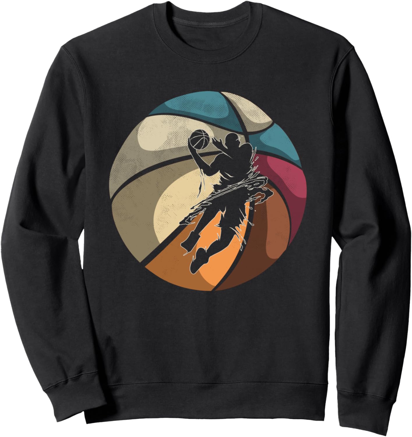 

Ретро-толстовка с силуэтом баскетболиста, забивающего мяч в корзину сверху Basketball Players And Sportsmen, черный