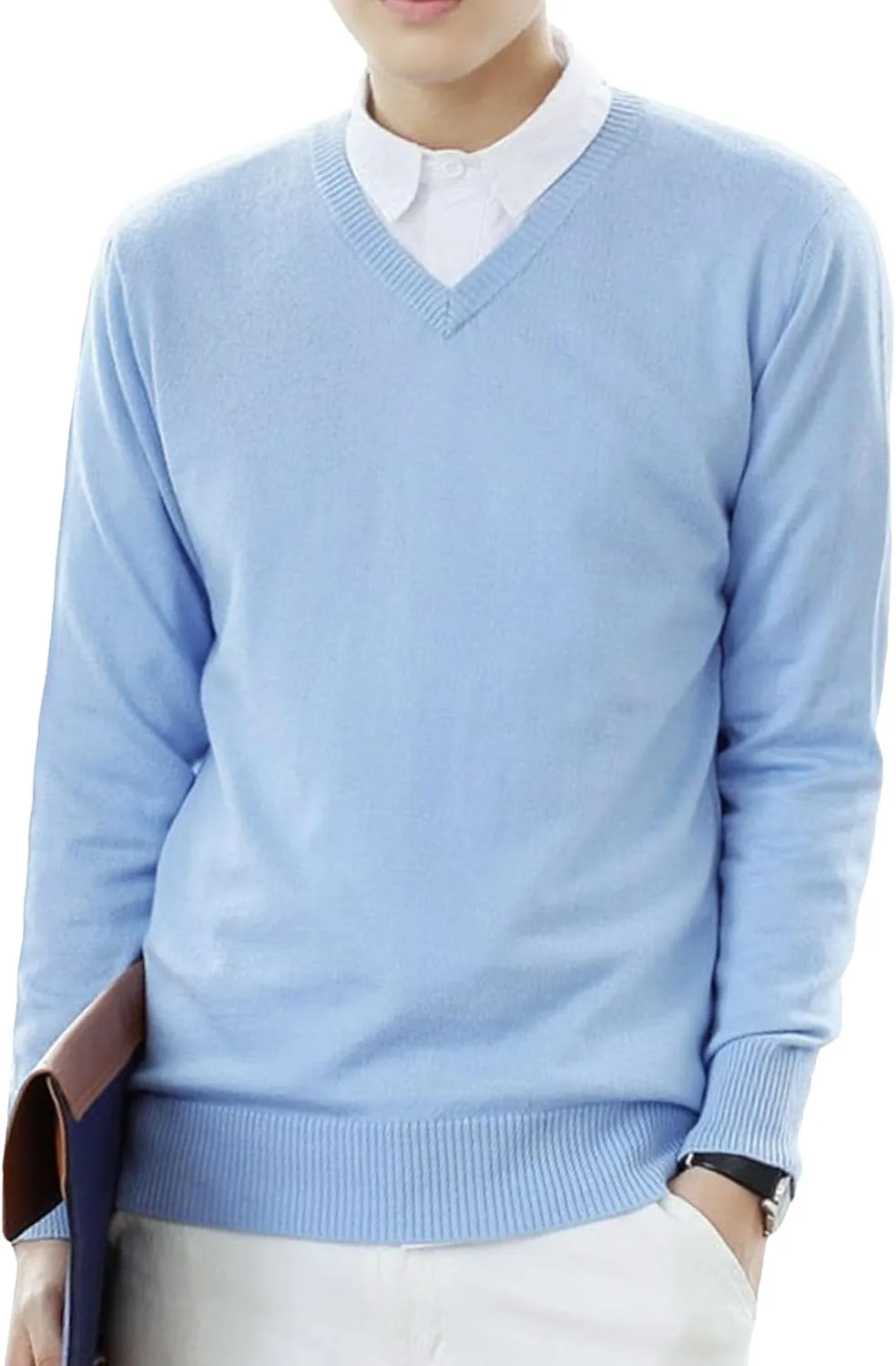 

Мужской вязаный свитер V-образным вырезом DGHM-JLMY из шерстяной смеси