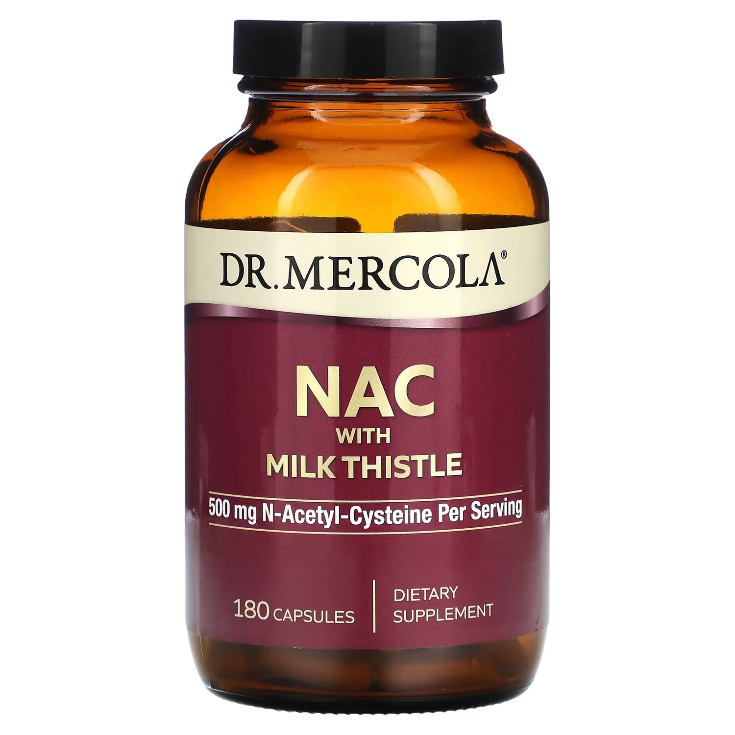 

НАК с расторопшей Dr. Mercola 500 мг, 180 капсул (250 мг в капсуле)