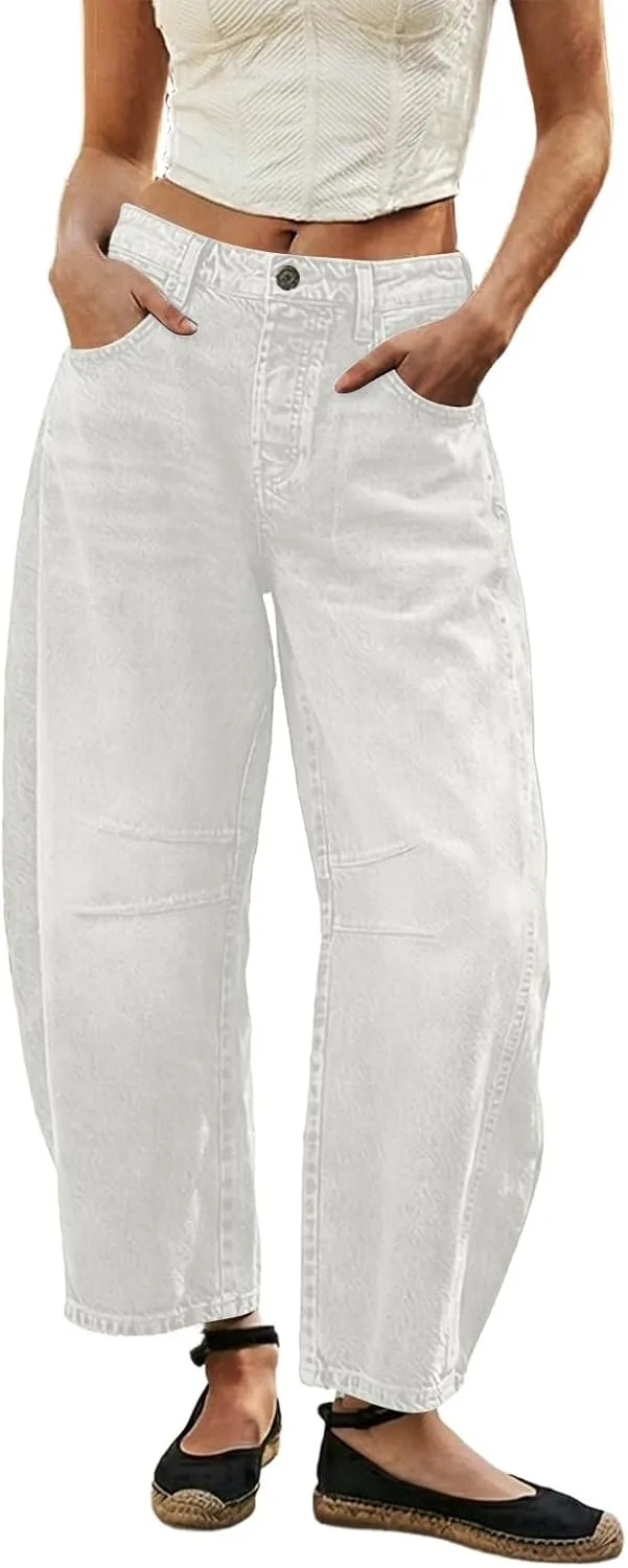 

Джинсы Barrel для женщин Vintage Boyfriend Wide Leg Mid Rise Stretch