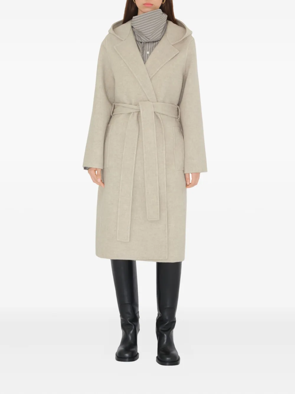 Пальто кашемировое Burberry с капюшоном, нейтральное — фото 2